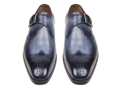 Paul Parkman Men's Leather Belt Hand-Painted Navy