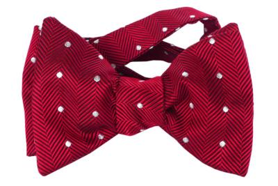 Red with White Dots, Italian Collection, 100% Silk Woven Bow Tie (Self Tie)