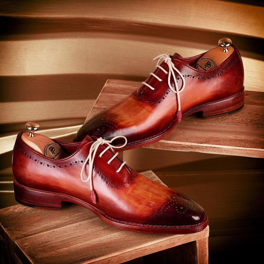 Paul Parkman Men's Reddish Camel Medallion Toe Oxfords