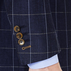 Blue Windowpane - 55% Wool 45% Linen