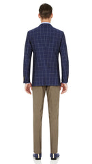 Blue Windowpane - 55% Wool 45% Linen