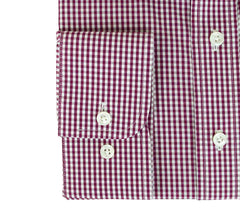 Burgundy Squares Custom Shirt Fabric - 100% Cotton
