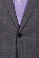 Grey with Lavender Window Pane - Super 130 100% Wool