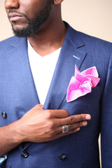 Pink with White Dots, 100% Silk Pocket Square