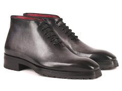 Paul Parkman Men's Gray Leather Ankle Boots
