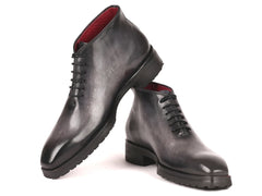 Paul Parkman Men's Gray Leather Ankle Boots