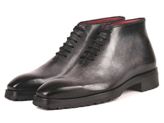Paul Parkman Men's Gray Leather Ankle Boots