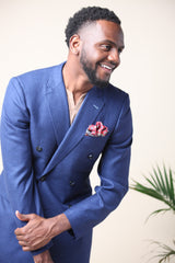 Blue - 71% Wool, 13% Linen, 14% Silk, 12% Tencel - Custom Suit Fabric