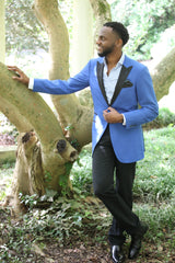 Blue Tuxedo/Dinner Jacket - Super 130s, 100% Wool