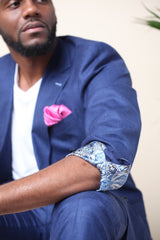 Blue - 71% Wool, 13% Linen, 14% Silk, 12% Tencel - Custom Suit Fabric