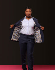 Women's Custom Pant Suit - Blue 100% Wool