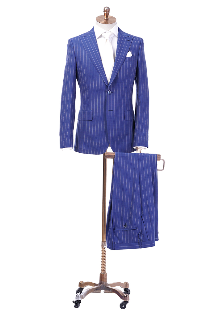 Blue Pinstripe - Super 120s, 100% Wool, Custom Suit – Styles By Kutty