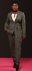 Women's Custom Pant Suit - Green Glen Plaid 100% Wool