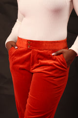 Women's Orange Velvet Pants