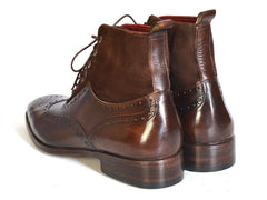 Paul Parkman Men's Wingtip Boots Brown Suede & Calfskin Shoes
