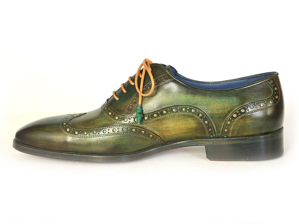 Paul Parkman Men s Wingtip Oxfords Green Hand Painted Calfskin