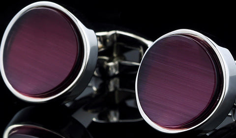 Purple Enamel with Silver Casing Cuff Links