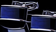 Blue Enamel with Silver Casing Cuff Links