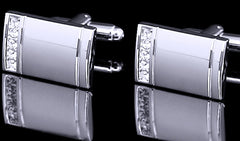 Classis Silver Cuff Links Studded with Rhinestones