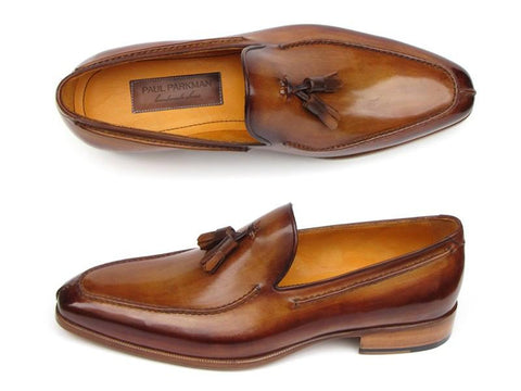 Paul Parkman Men's Tassel Loafer - Hand-Painted Camel & Brown