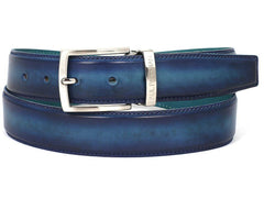 Paul Parkman Leather Belt Hand-Painted Blue and Turquoise