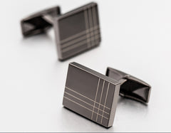Charcoal Cuff Links and Tie Bar Set