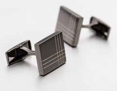 Charcoal Cuff Links and Tie Bar Set