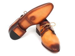 Paul Parkman Men's Brown & Camel Hand-Painted Derby Shoes