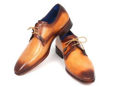 Paul Parkman Men's Brown & Camel Hand-Painted Derby Shoes