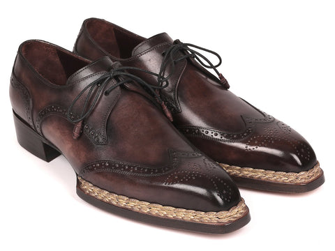 Paul Parkman Norwegian Welted, Wingtip Derby Shoes, Bronze color