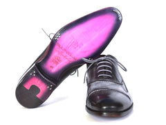 Paul Parkman Men's Captoe Oxfords Gray & Black Hand Painted Shoes