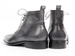 Paul Parkman Wingtip Ankle Boots, Gray Hand-Painted