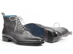 Paul Parkman Wingtip Ankle Boots, Gray Hand-Painted