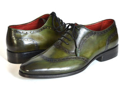 Paul Parkman Men's Green Calfskin Oxfords Shoes