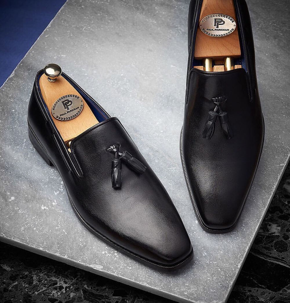 Paul Parkman Men's Tassel Loafer - Black Leather