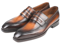 Paul Parkman Brown Burnished Goodyear Welted Loafers