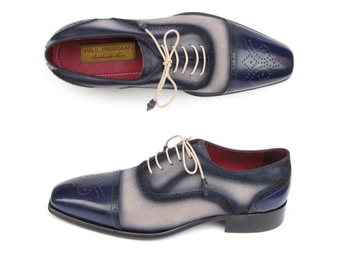 Paul Parkman Captoe Oxfords - Navy / Beige