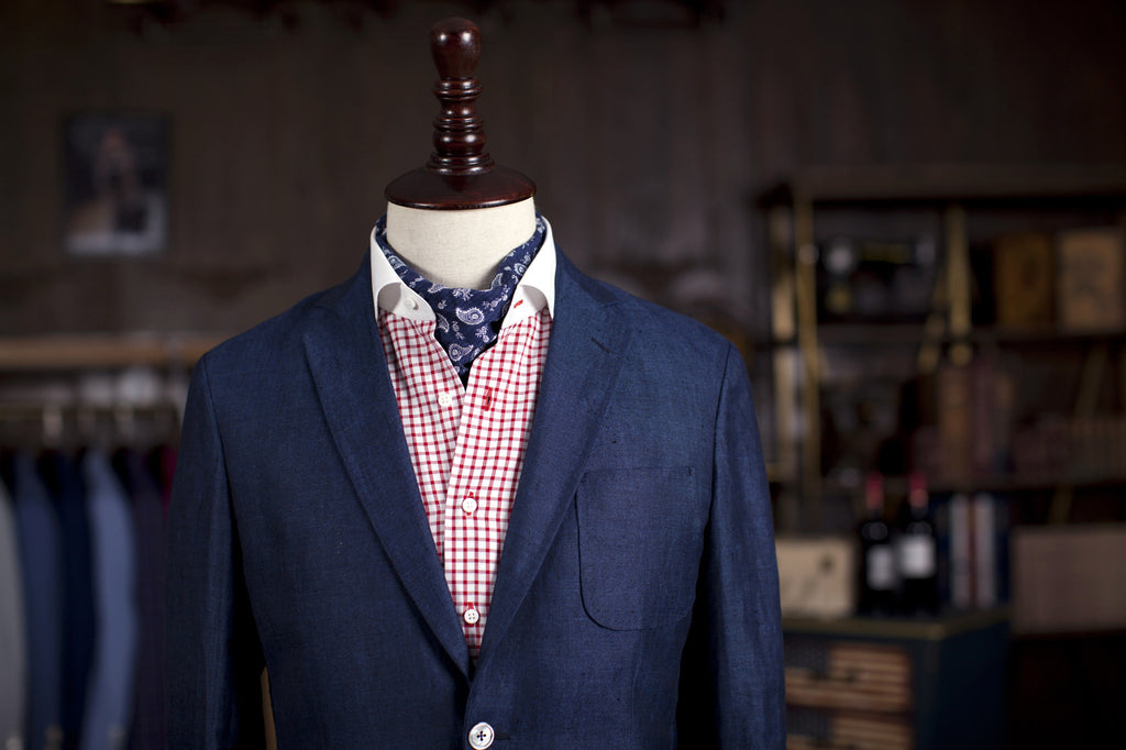 Blue - 55% Wool / 30% Linen / 15% Silk - Custom Suit Fabric
