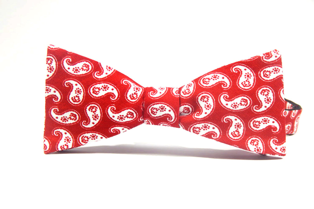 Red Paisley 100% Cotton Bow Tie