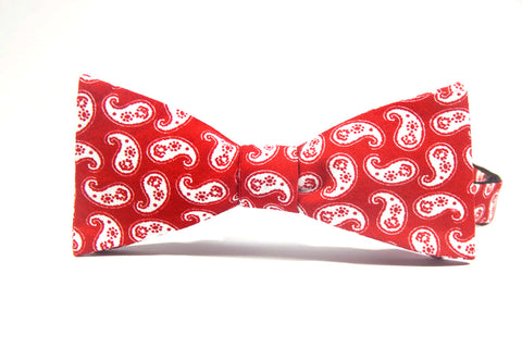 Red Paisley 100% Cotton Bow Tie