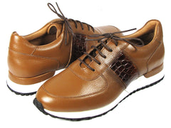 Paul Parkman Men's Cognac Floater Leather Sneakers