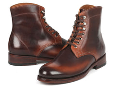 Paul Parkman Men's Leather Boots, Brown Burnished