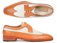 Paul Parkman Dual Tone Wingtip Derby Shoes, Cognac & Cream
