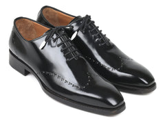 Paul Parkman Goodyear Welted Wingtip Oxfords, Black Polished Leather