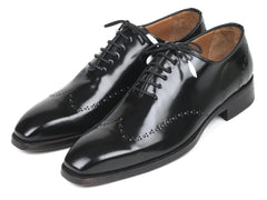 Paul Parkman Goodyear Welted Wingtip Oxfords, Black Polished Leather