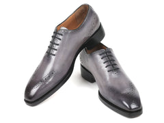 Paul Parkman Goodyear Welted, Decorative Medallions Oxfords, Hand-painted Grey