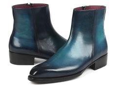 Paul Parkman Side Zipper Boots, Blue Burnished