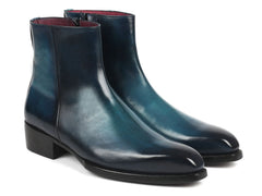 Paul Parkman Side Zipper Boots, Blue Burnished
