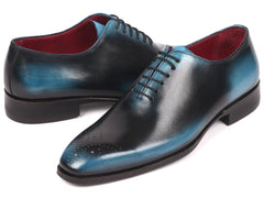 Paul Parkman Men's Wholecut Leather Oxfords, Black & Blue