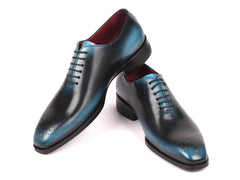 Paul Parkman Men's Wholecut Leather Oxfords, Black & Blue